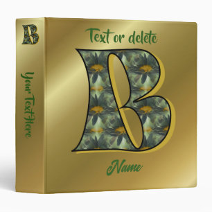 Monogram Initial B Daisies Floral Art Personalized 3 Ring Binder