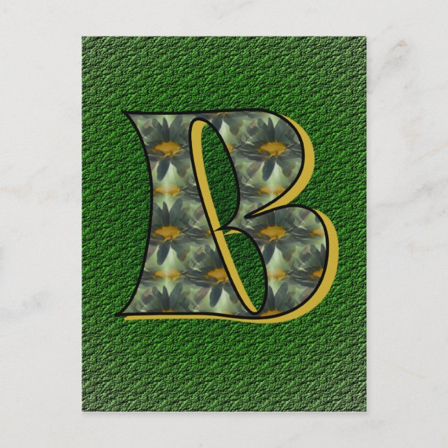 Monogram Initial B Daisies Flower Art Postcard (Front)