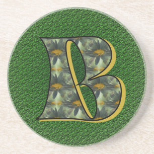 Monogram Initial B Daisies Flower Art Sandstone Coaster