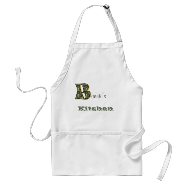 Monogram Initial B Daisies Personalized Adult Apron (Front)