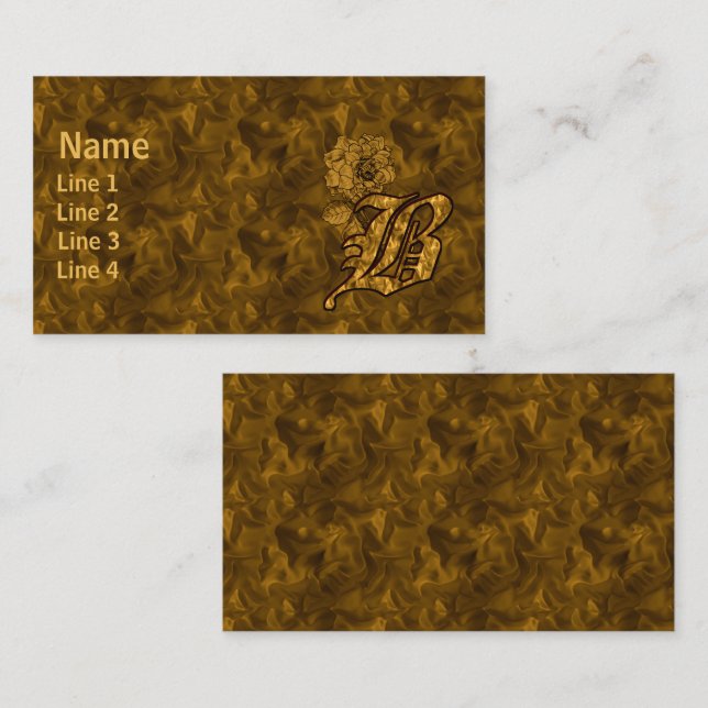 Monogram Initial B Elegant Gold Peony Flower Business Card (Front/Back)