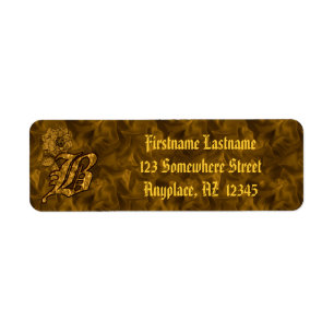 Monogram Initial B Gold Peony Return Address Label