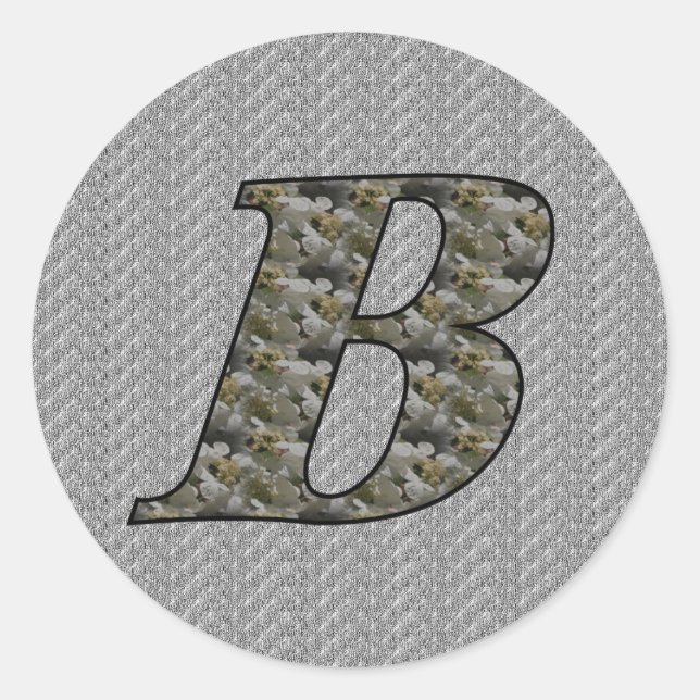 Monogram Initial B Hydrangea Flowers Classic Round Sticker (Front)