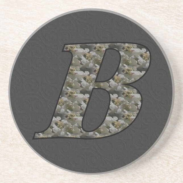 Monogram Initial B Hydrangea Flowers Drink Coaster (Front)