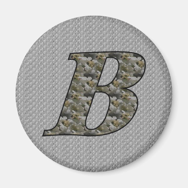 Monogram Initial B Hydrangea Flowers Magnet (Front)