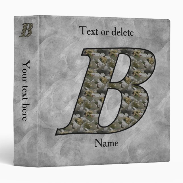 Monogram Initial B Hydrangea Flowers Personalized 3 Ring Binder (Front/Spine)