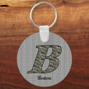 Monogram Initial B Hydrangea Flowers Personalized Keychain