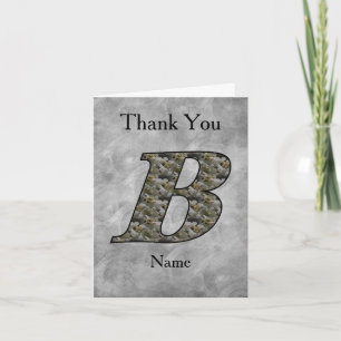 Monogram Initial B Hydrangea Flowers Personalized Thank You Card