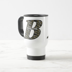 Monogram Initial B Hydrangea Flowers Personalized Travel Mug