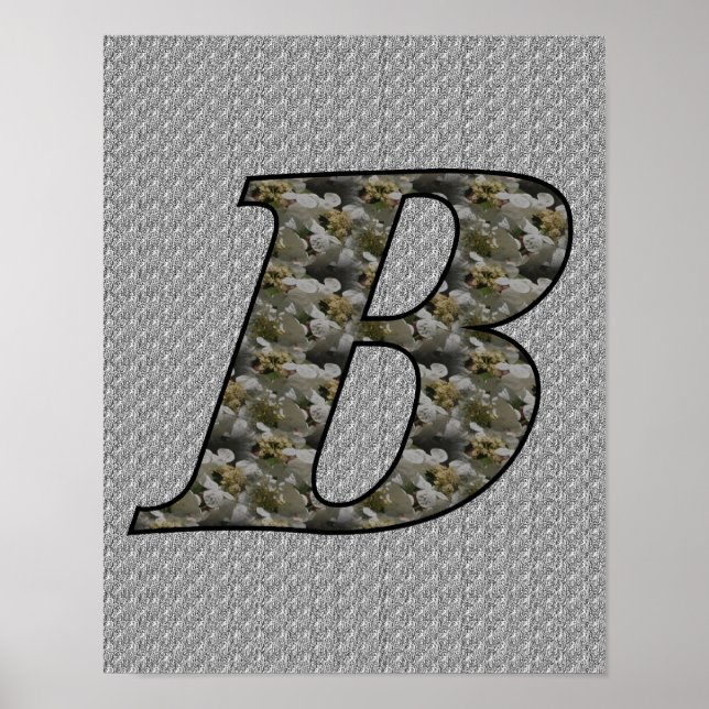 Monogram Initial B Hydrangea Flowers Poster (Front)
