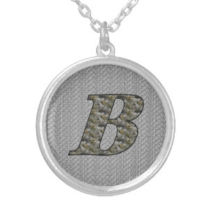 Monogram Initial B Hydrangea Flowers Silver Plated Necklace