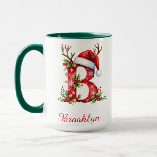 Monogram initial B Santa merry Christmas Mug