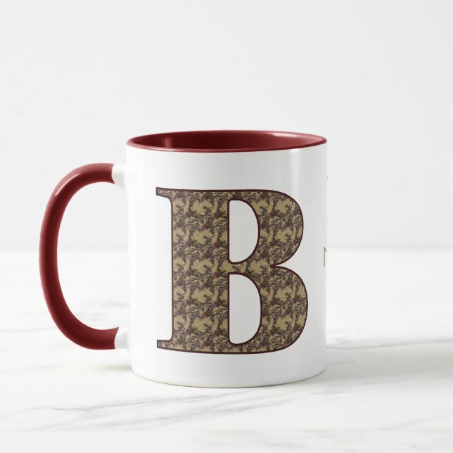 Monogram Initial B Vintage Floral Personalized Mug (Left)