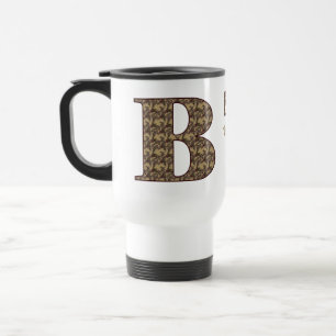 Monogram Initial B Vintage Floral Personalized Travel Mug