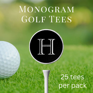 Monogram Initial Black And White Golf Tees