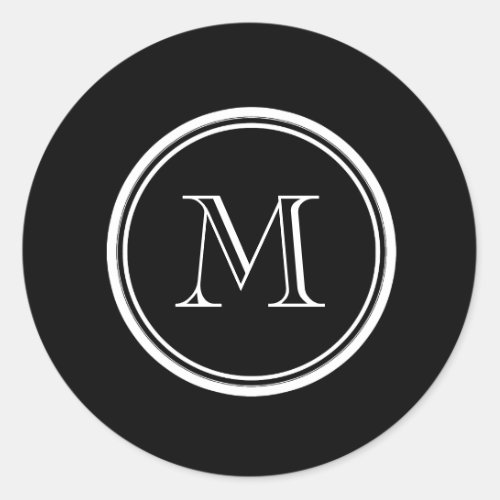 Monogram Initial Black High End Colored Classic Round Sticker