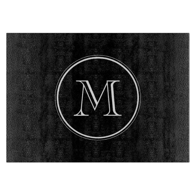 Monogram Initial Black High End Colored Cutting Board (Front)
