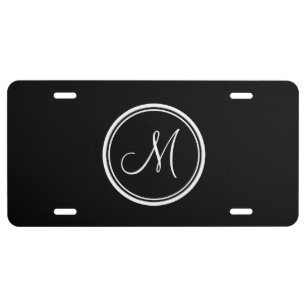 Monogram Initial Black High End Colored License Pl Plate