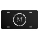 Monogram Initial Black High End Colored License Plate at Zazzle