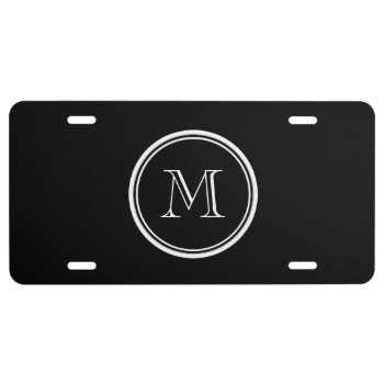 Monogram Initial Black High End Colored License Plate by GraphicsByMimi at Zazzle