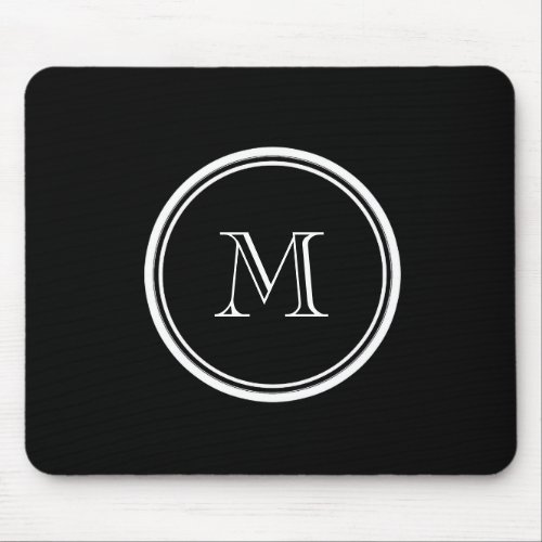 Monogram Initial Black High End Colored Mouse Pad