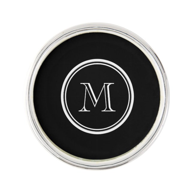 Monogram Initial Black High End Colored Pin (Front)
