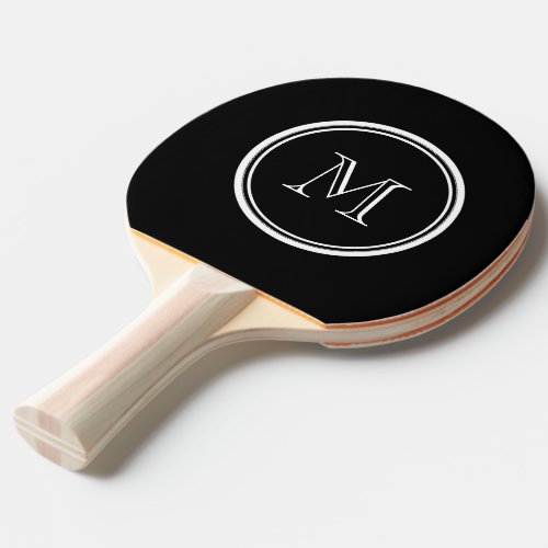 Monogram Initial Black High End Colored Ping Pong Paddle