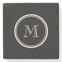 Monogram Initial Black High End Colored Stone Coaster Monogram Initial Black High End Colored Stone Coaster