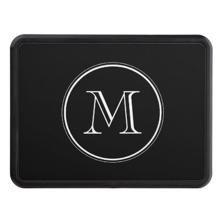 Monogram Initial Black High End Colored Trailer Hitch Cover