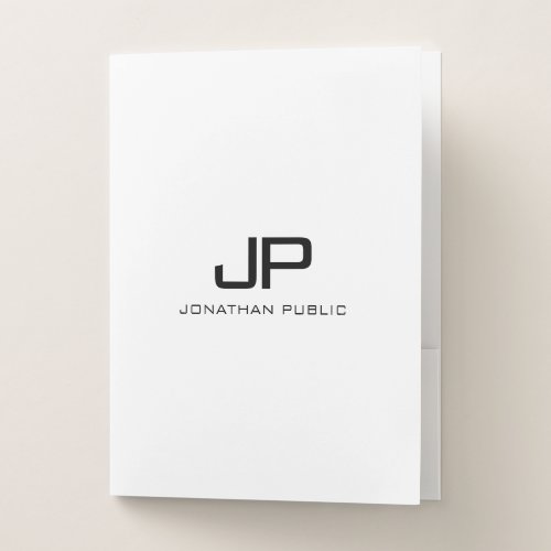 Monogram Initial Black White Minimalistic Template Pocket Folder