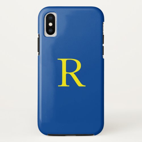 Monogram Initial Blue Yellow Colorful Bright 2020 iPhone XS Case