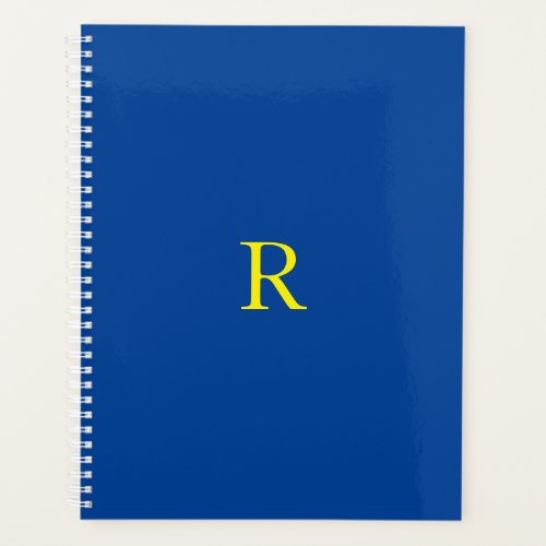 Monogram Initial Blue Yellow Colorful Bright 2020 Planner