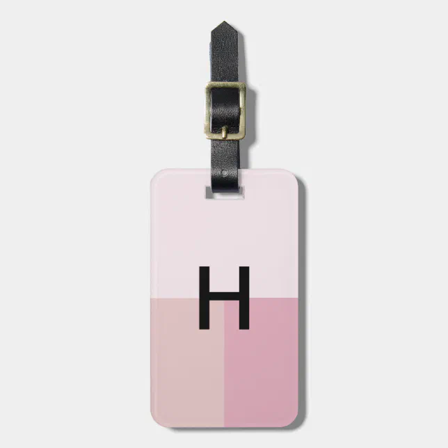 Monogram Initial Blush Pastel Pale Pink Colorblock Luggage Tag | Zazzle