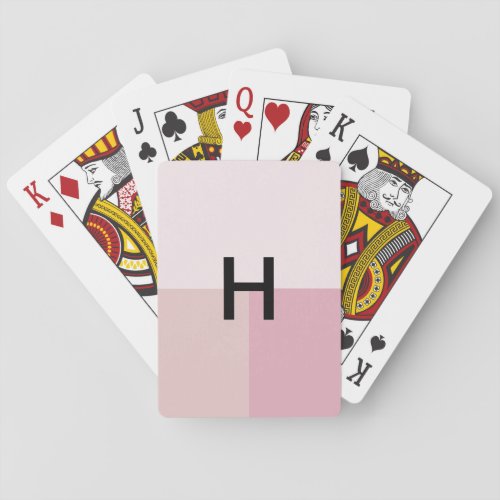 Monogram Initial Blush Pastel Pale Pink Colorblock Playing Cards