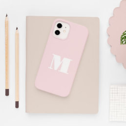 Monogram Initial Blush Pink Modern Case-Mate iPhone 14 Case