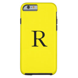 Monogram Initial Bright Yellow Solid Color Cool Tough iPhone 6 Case