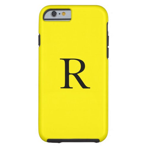 Monogram Initial Bright Yellow Solid Color Cool Tough iPhone 6 Case