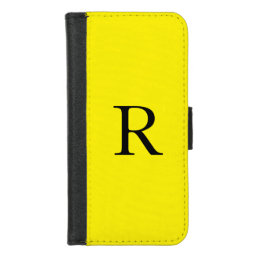 Monogram Initial Bright Yellow Solid Color Cool iPhone 8/7 Wallet Case