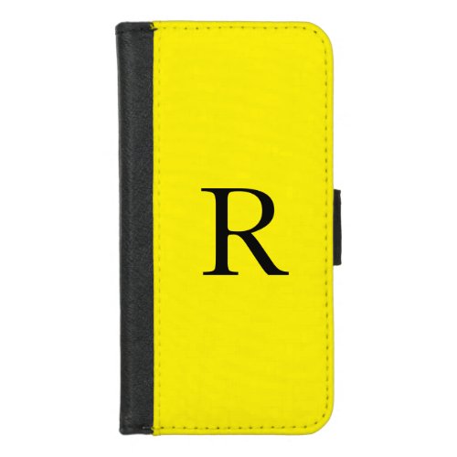 Monogram Initial Bright Yellow Solid Color Cool iPhone 87 Wallet Case