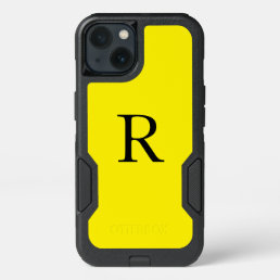 Monogram Initial Bright Yellow Solid Color Cool iPhone 13 Case