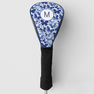 Monogram Initial Butterfly Watercolor Blue Golf Head Cover