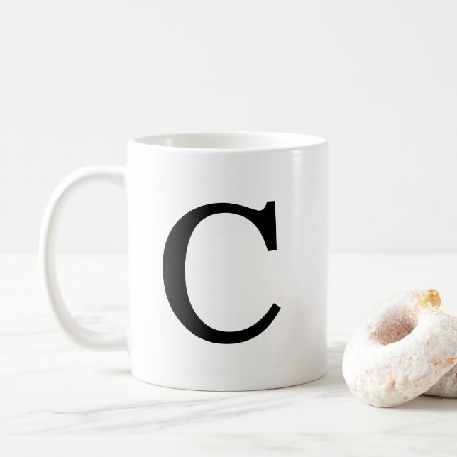 Monogram Initial  C Classic Mug, 11 oz Coffee Mug (With Donut)