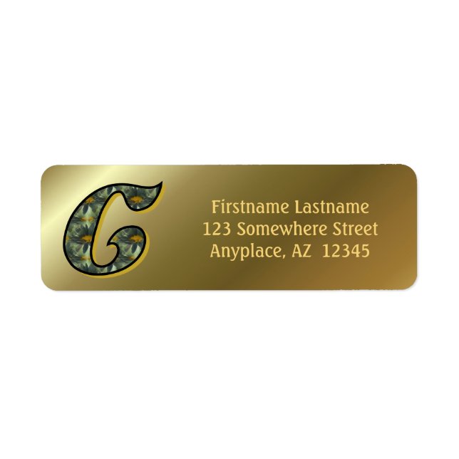 Monogram Initial C Daisies Art Return Address  Label (Front)