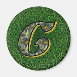 Monogram Initial C Daisies Floral Art Magnet