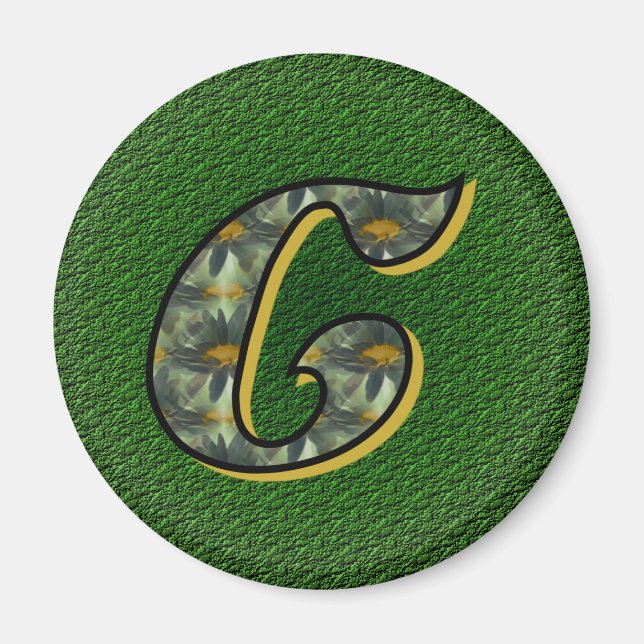Monogram Initial C Daisies Floral Art Magnet (Front)