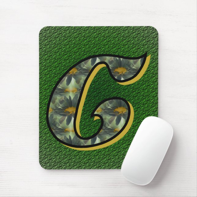 Monogram Initial C Daisies Floral Art Mouse Pad (With Mouse)