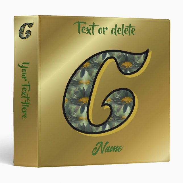 Monogram Initial C Daisies Floral Art Personalized 3 Ring Binder (Front/Spine)