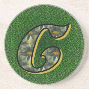 Monogram Initial C Daisies Flower Art Drink Coaster