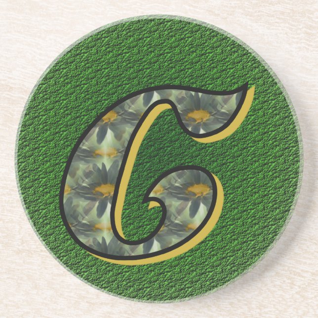 Monogram Initial C Daisies Flower Art Drink Coaster (Front)