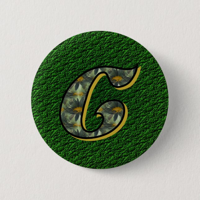 Monogram Initial C Daisies Flower Art Pinback Button (Front)